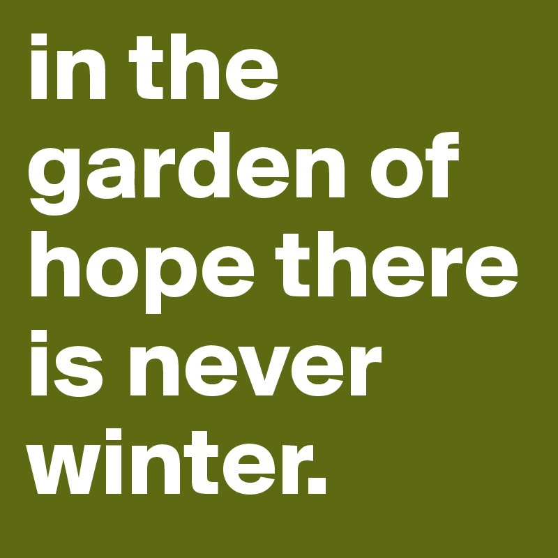 in the garden of hope there is never winter. 