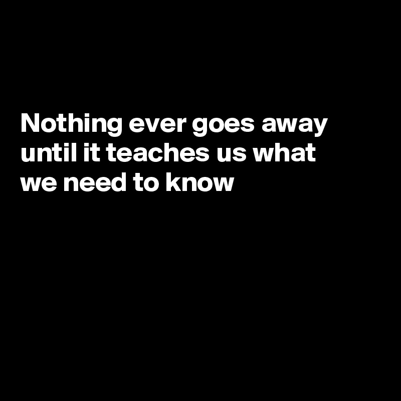 


Nothing ever goes away
until it teaches us what
we need to know





