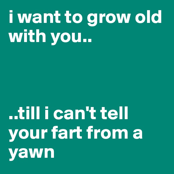 i want to grow old with you..



..till i can't tell your fart from a yawn