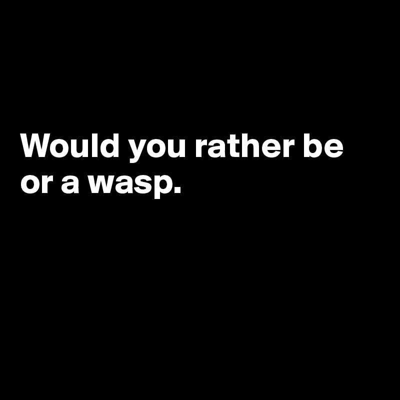 


Would you rather be or a wasp.




