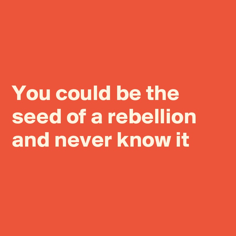 


You could be the seed of a rebellion and never know it 


