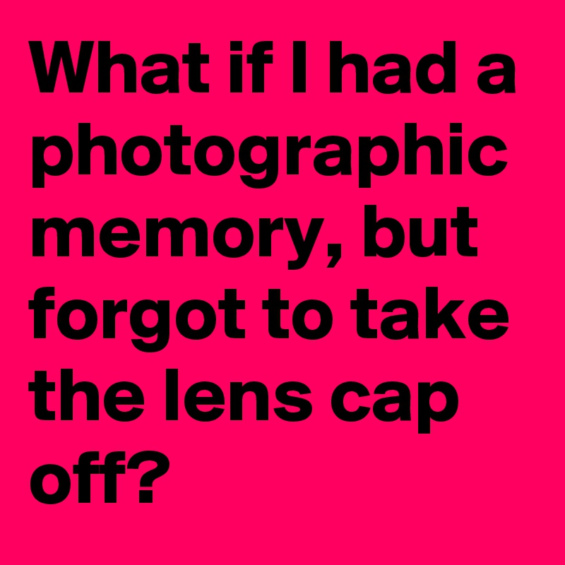 What if I had a photographic memory, but forgot to take the lens cap off?