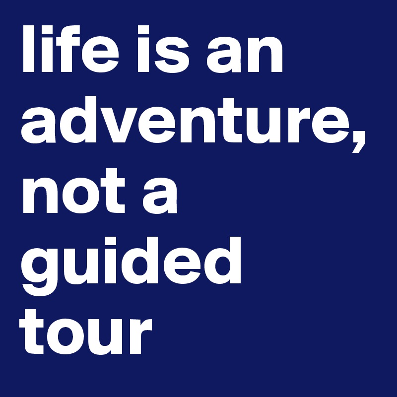 life is an adventure, not a guided tour