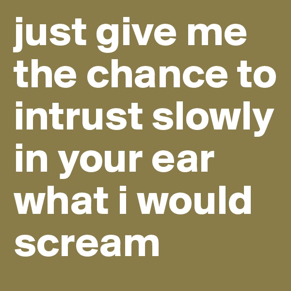 just give me the chance to intrust slowly in your ear what i would scream