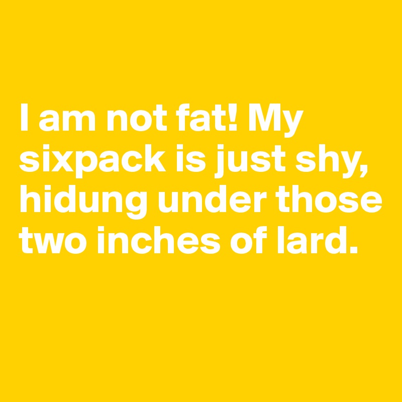 

I am not fat! My sixpack is just shy, hidung under those two inches of lard.

