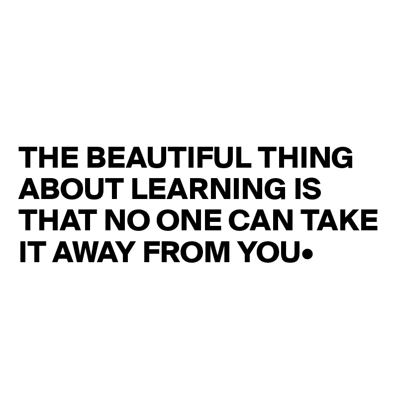 



THE BEAUTIFUL THING ABOUT LEARNING IS THAT NO ONE CAN TAKE IT AWAY FROM YOU•                                   


