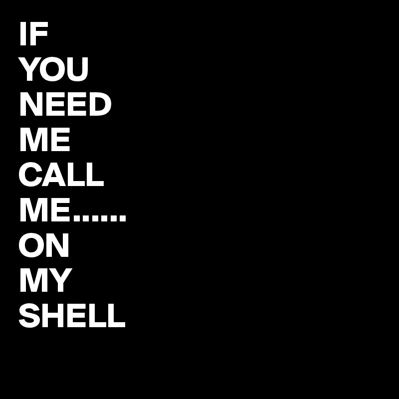 IF 
YOU
NEED
ME
CALL
ME......
ON
MY 
SHELL
