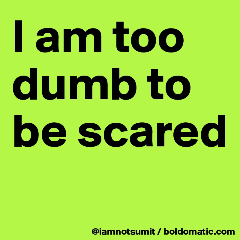 I am too dumb to be scared
