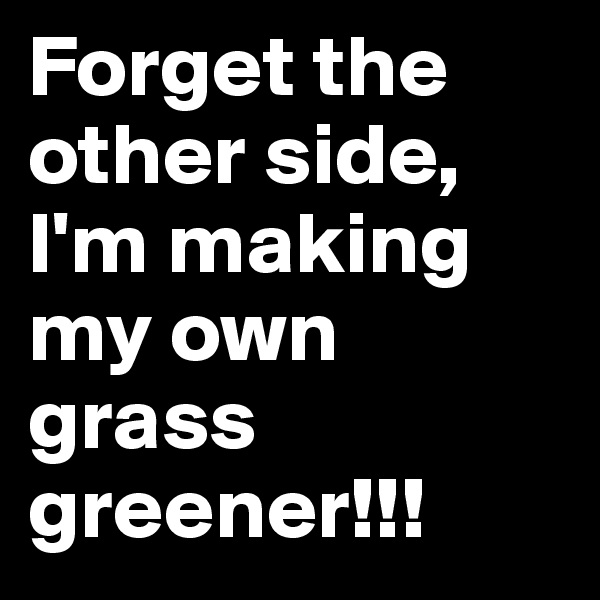 Forget the other side, I'm making my own grass greener!!!