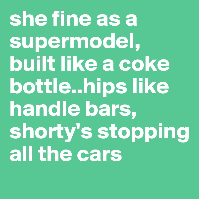 she fine as a supermodel, built like a coke bottle..hips like handle bars, shorty's stopping all the cars