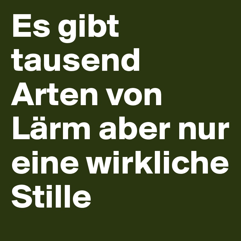 Es gibt tausend Arten von Lärm aber nur eine wirkliche Stille