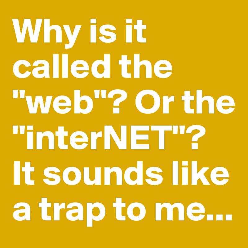 Why is it called the  "web"? Or the "interNET"? It sounds like a trap to me... 