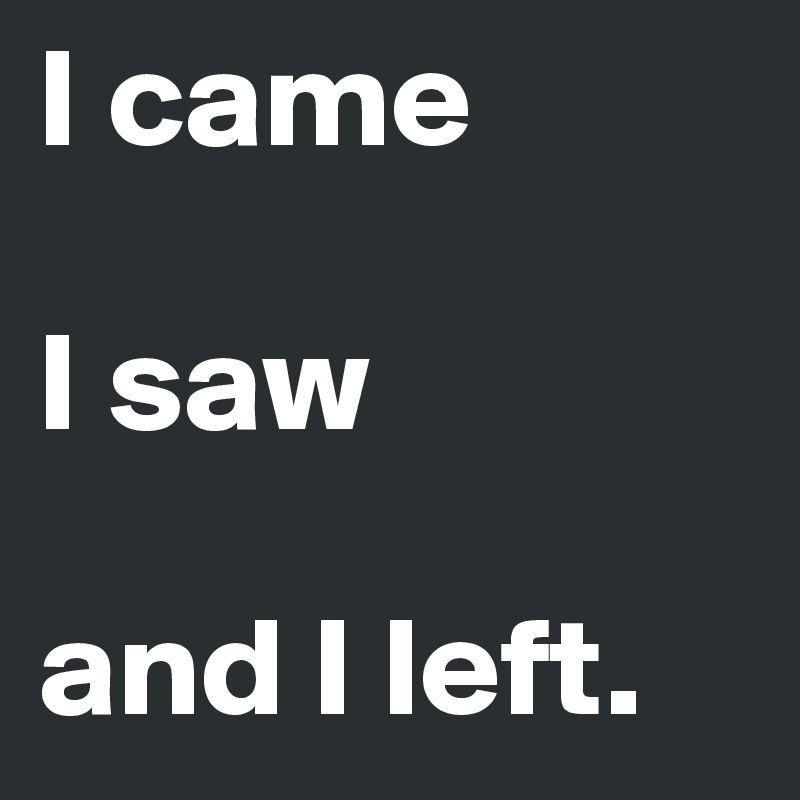 I came

I saw

and I left.