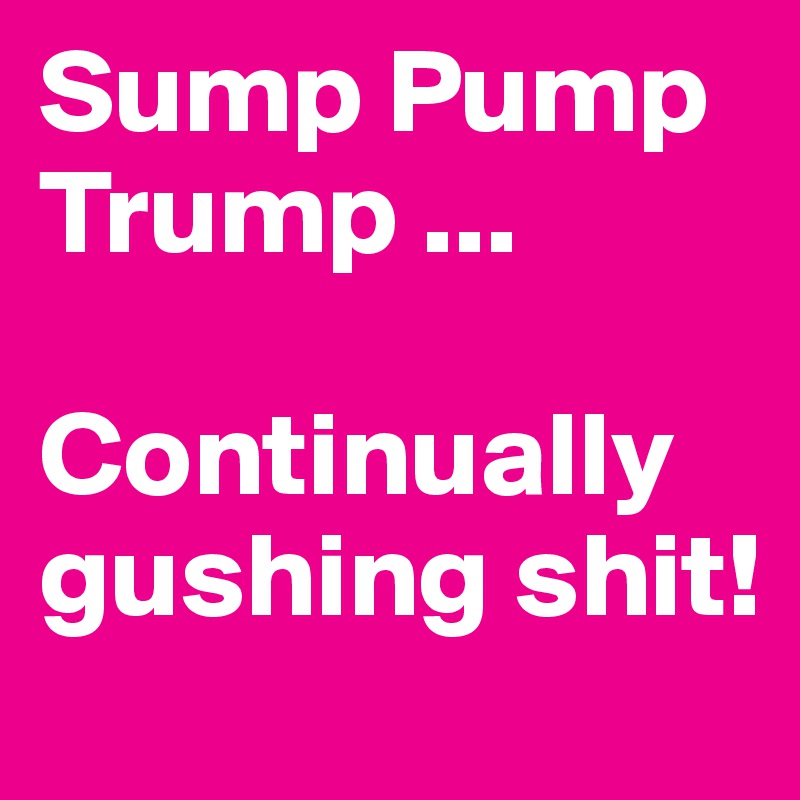 Sump Pump
Trump ...

Continually
gushing shit!
