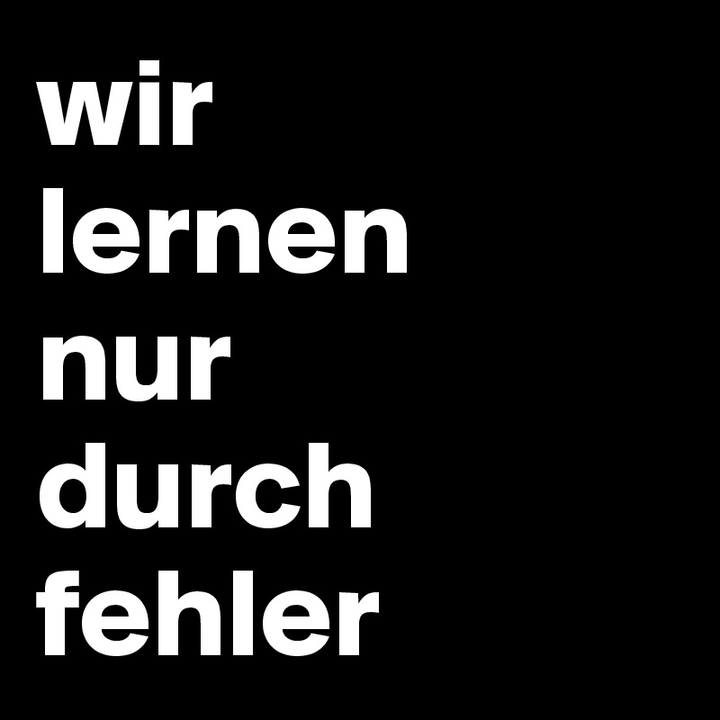 wir
lernen
nur
durch fehler