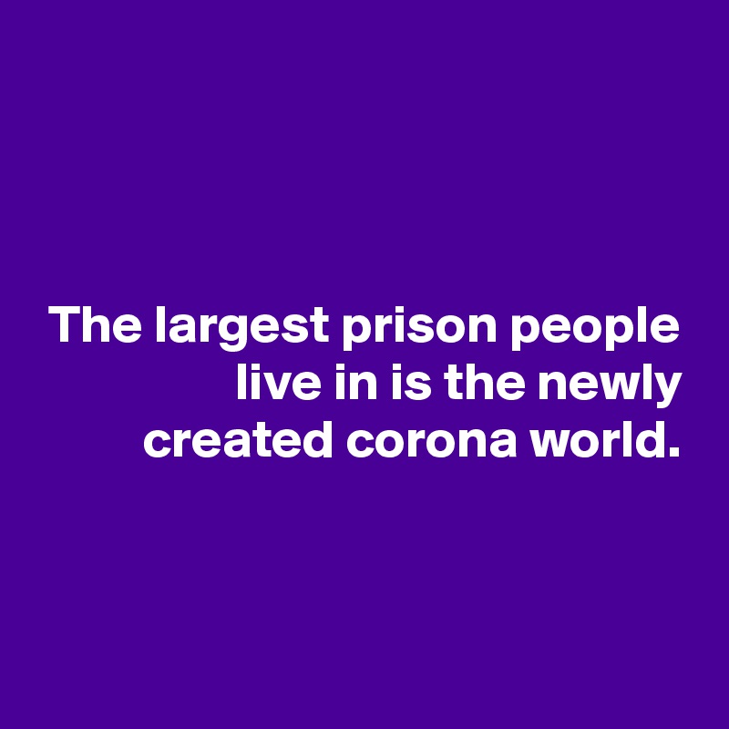 



The largest prison people live in is the newly created corona world.




