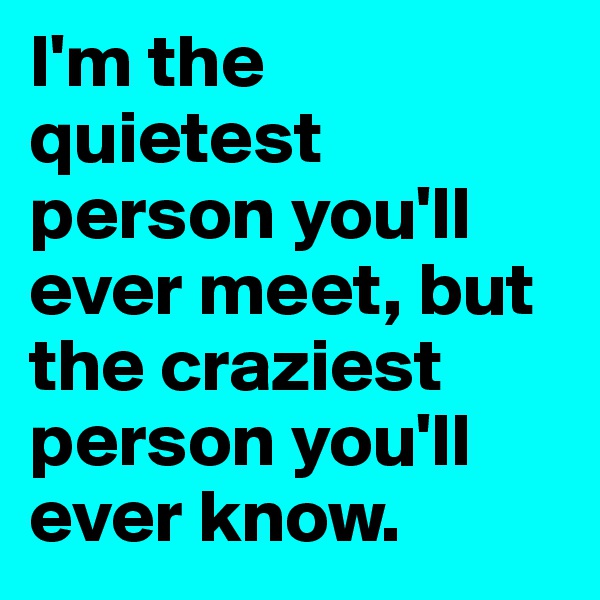 I'm the quietest person you'll ever meet, but the craziest person you'll ever know.