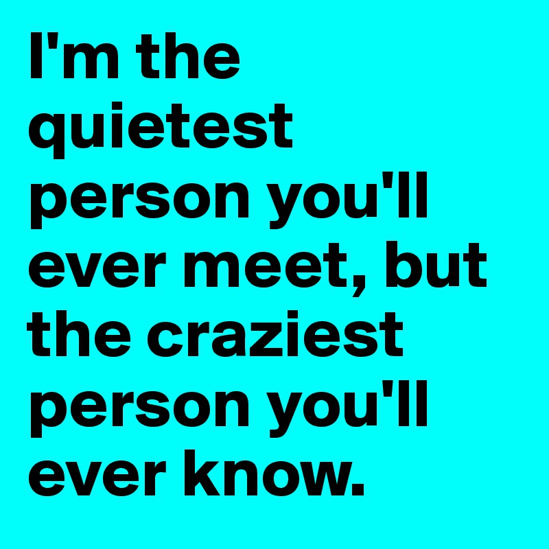 I'm the quietest person you'll ever meet, but the craziest person you'll ever know.