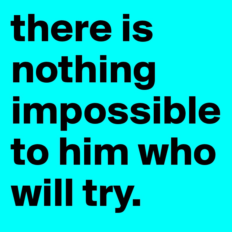 there is nothing impossible to him who will try.