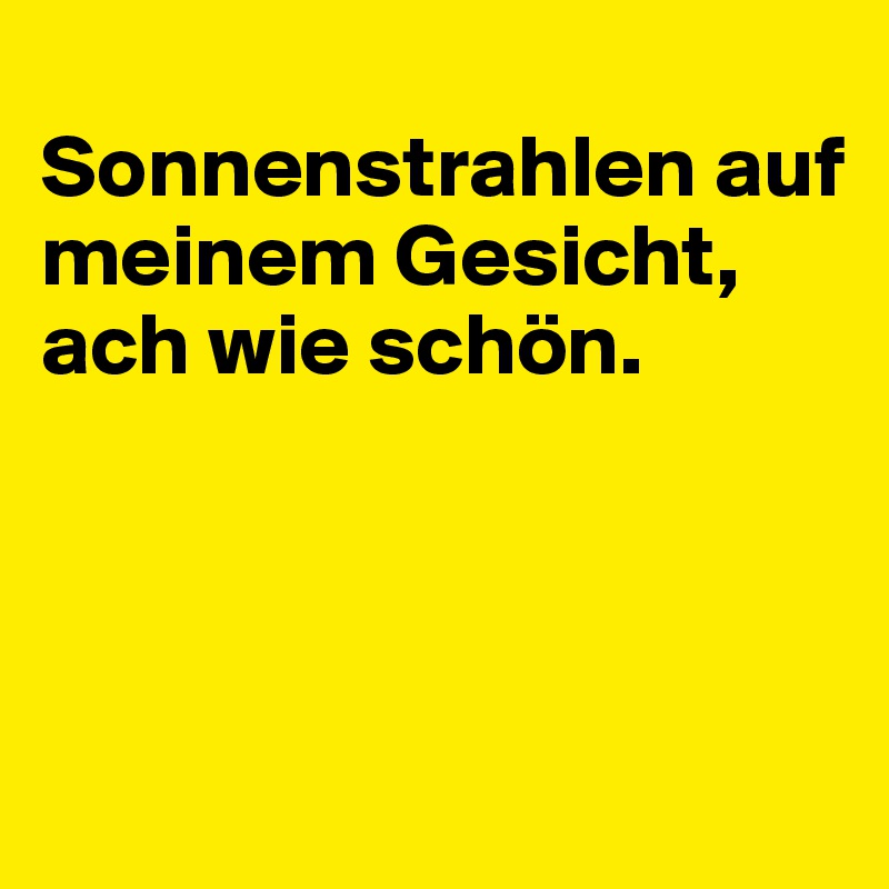 
Sonnenstrahlen auf meinem Gesicht, ach wie schön.



