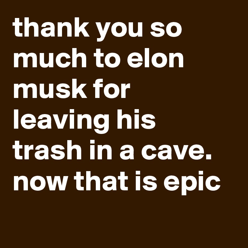 thank you so much to elon musk for leaving his trash in a cave. now that is epic