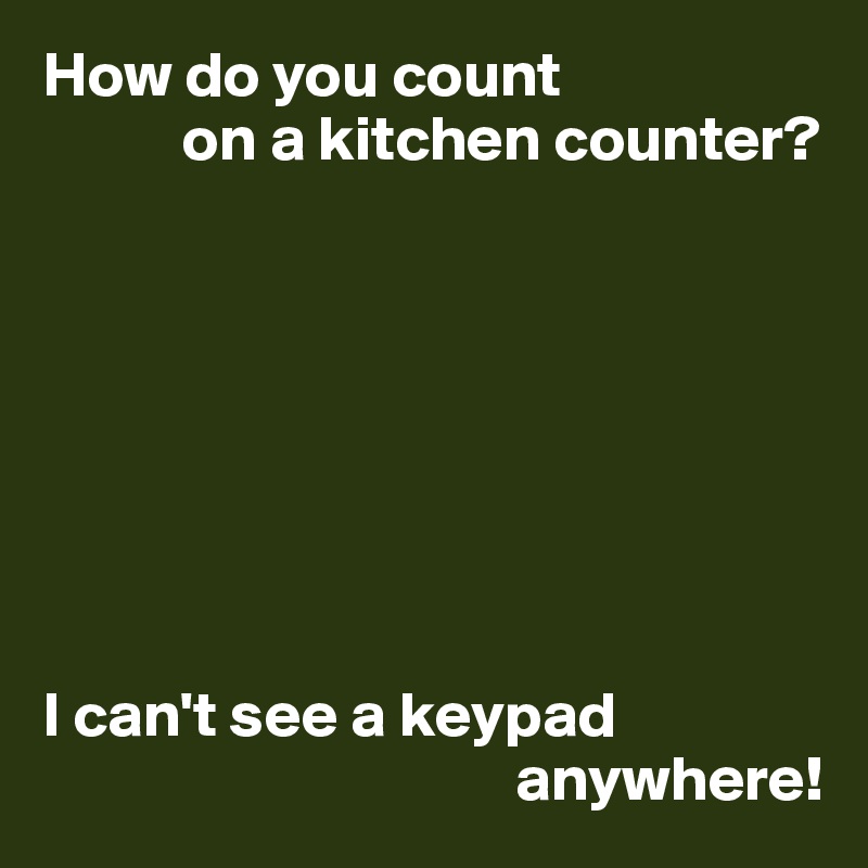 How do you count 
           on a kitchen counter?








I can't see a keypad 
                                     anywhere!