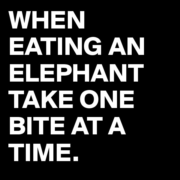 WHEN EATING AN ELEPHANT 
TAKE ONE BITE AT A TIME.