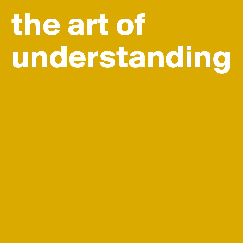 the art of understanding



