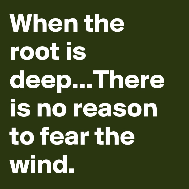 When the root is deep...There is no reason to fear the wind. - Post by ...