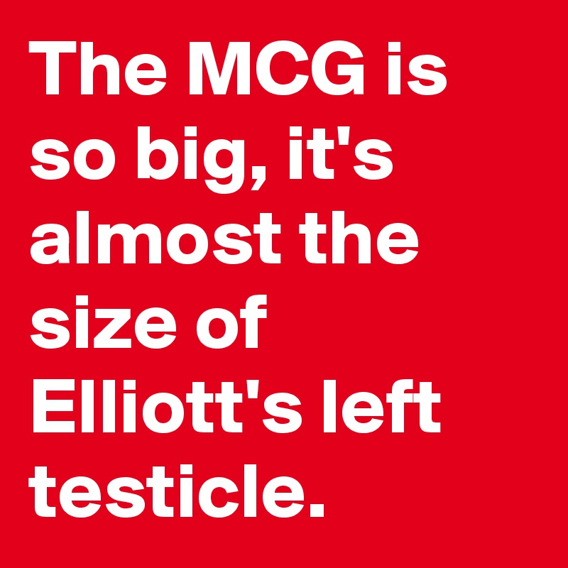 The MCG is so big, it's almost the size of Elliott's left testicle.