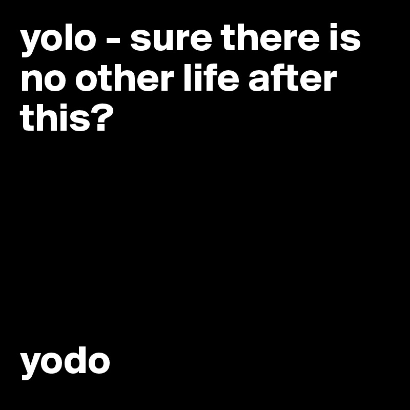 yolo - sure there is no other life after this?    





yodo 