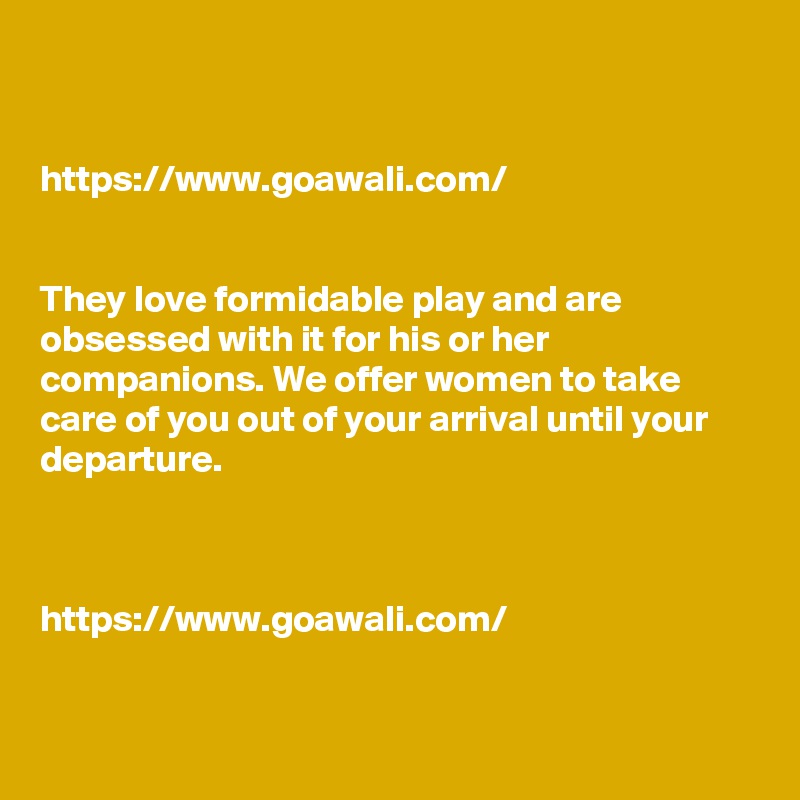 


https://www.goawali.com/


They love formidable play and are obsessed with it for his or her companions. We offer women to take care of you out of your arrival until your departure.



https://www.goawali.com/


