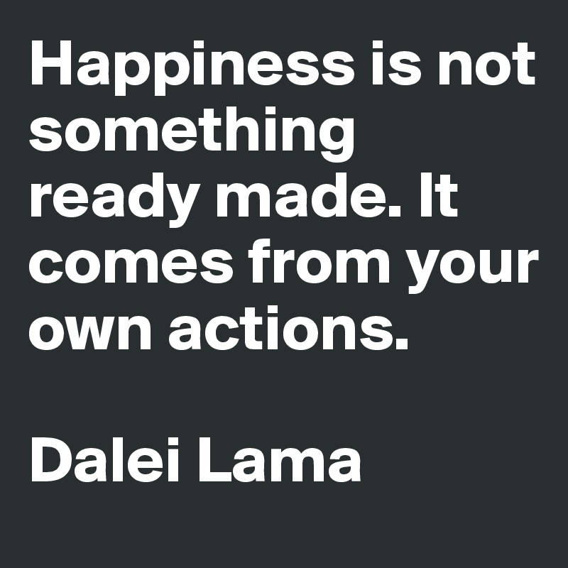 Happiness is not something ready made. It comes from your own actions.

Dalei Lama
