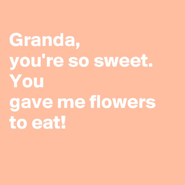 
Granda, 
you're so sweet. You
gave me flowers to eat!

