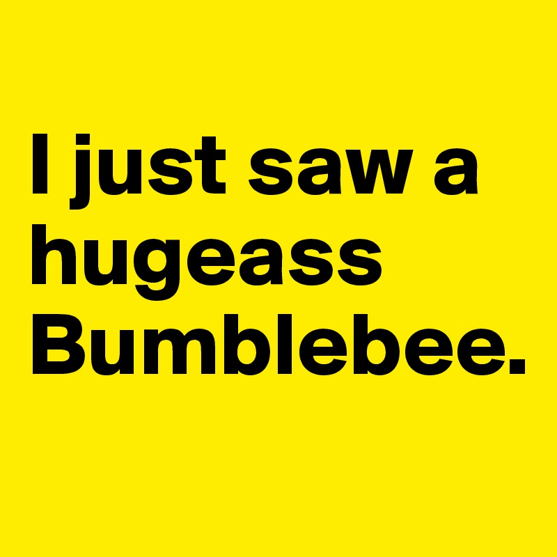 
I just saw a hugeass Bumblebee.
