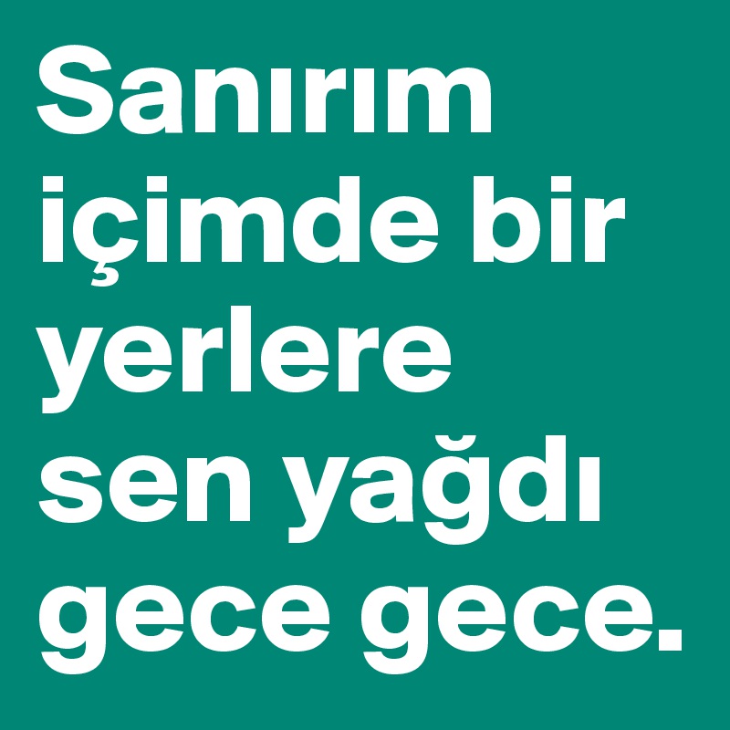 Sanirim içimde bir yerlere sen yagdi gece gece. 