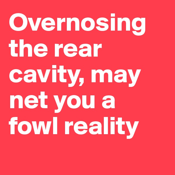 Overnosing the rear cavity, may net you a fowl reality
