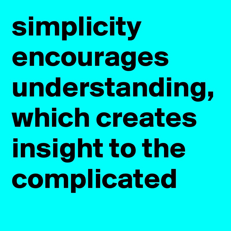 simplicity encourages understanding, which creates insight to the complicated