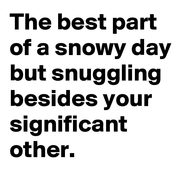 The best part of a snowy day but snuggling besides your significant other.