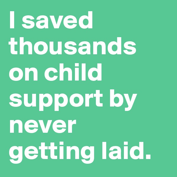 I saved thousands on child support by never getting laid.