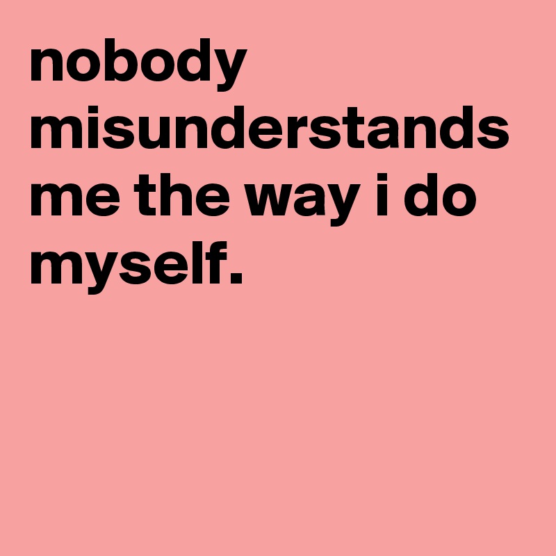 nobody misunderstands me the way i do myself.