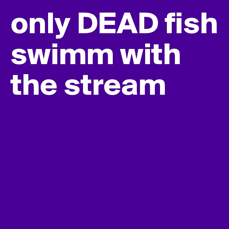 only DEAD fish swimm with the stream


