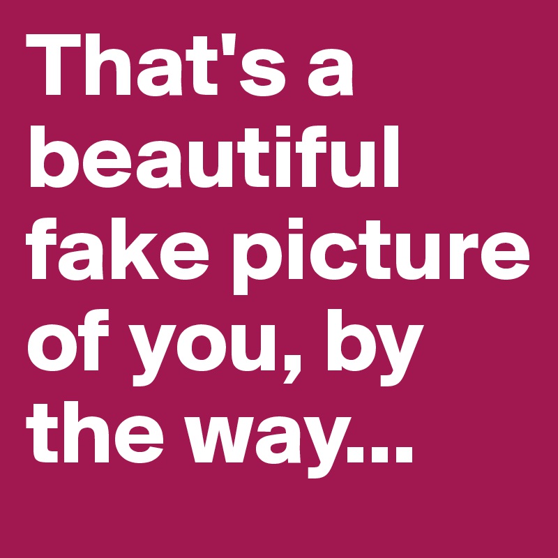 That's a beautiful fake picture of you, by the way...