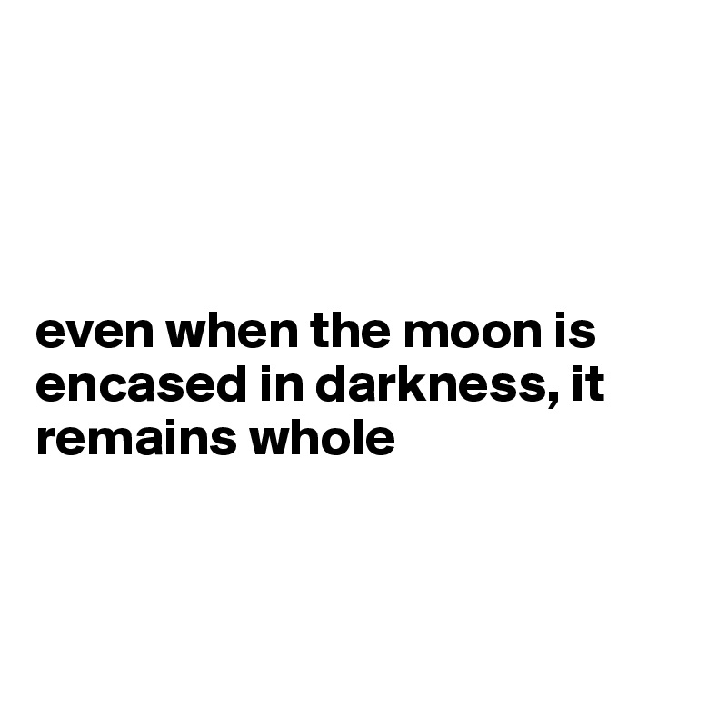 




even when the moon is encased in darkness, it remains whole



