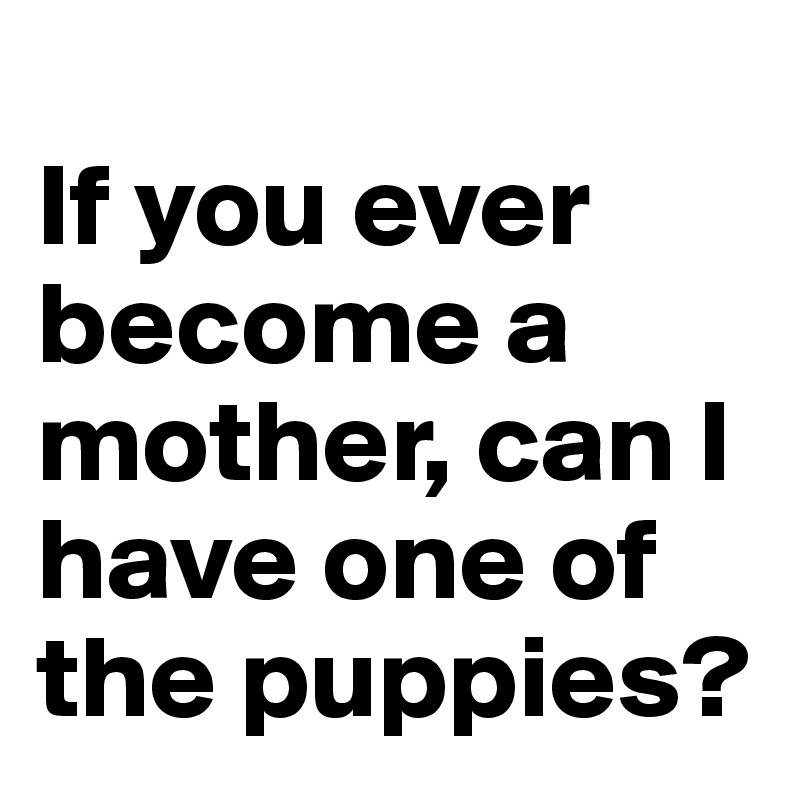 
If you ever become a mother, can I have one of the puppies?
