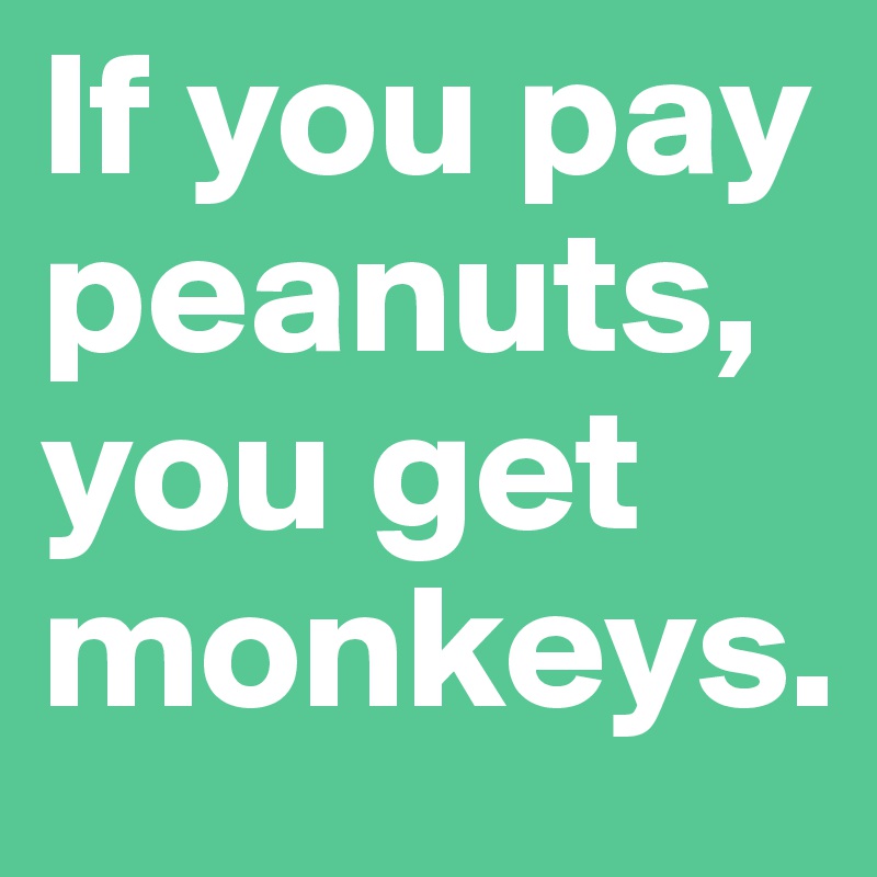 If you pay peanuts, 
you get monkeys.