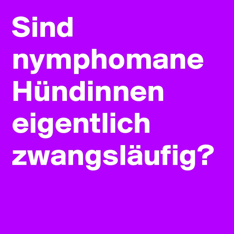 Sind nymphomane Hündinnen eigentlich zwangsläufig?