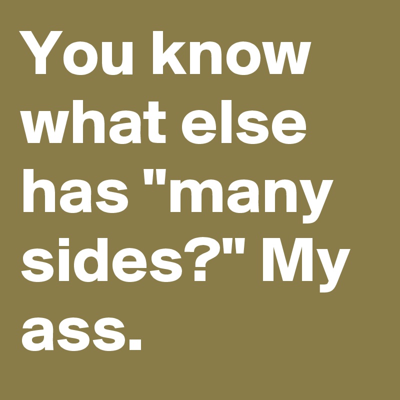 You know what else has "many sides?" My ass.