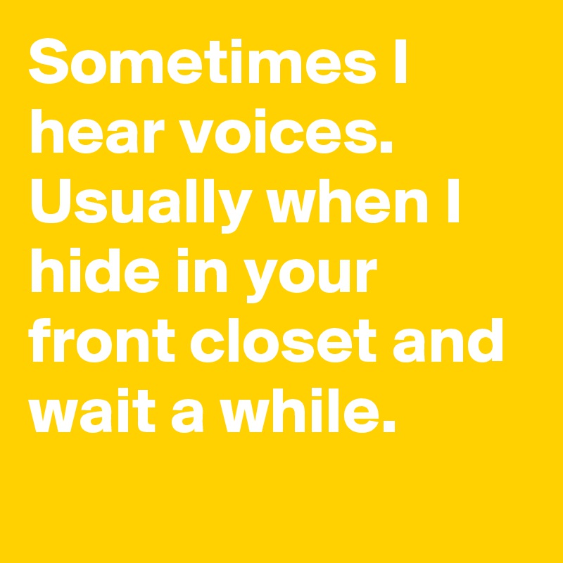 Sometimes I hear voices.  Usually when I hide in your front closet and wait a while.