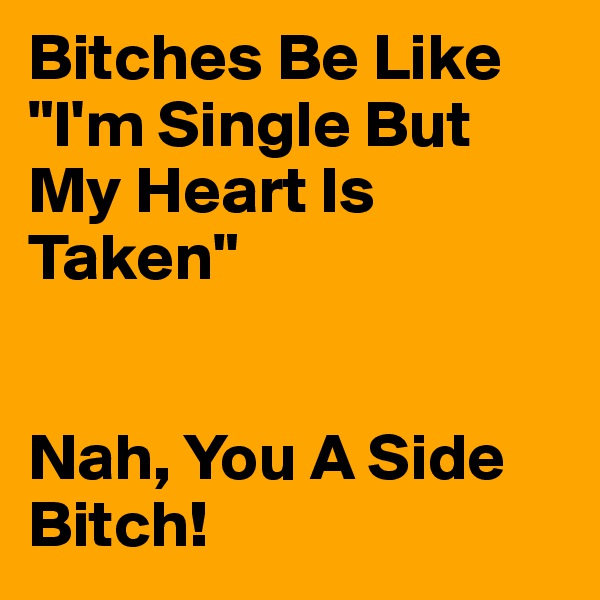 Bitches Be Like "I'm Single But My Heart Is Taken"


Nah, You A Side Bitch!
